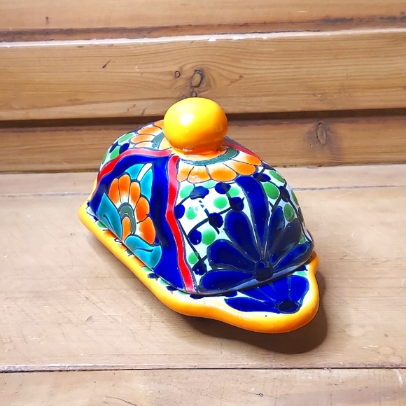 TALAVERA Mexico VERY Colorful Butter Dish - Picture 3 of 9